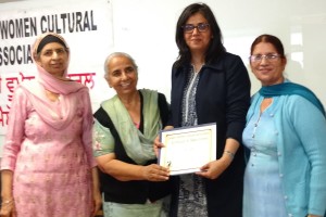 Atia Ashina honoured by Gurcharn Thind, Dr Brar nd Gurdish Kaur Grewal1